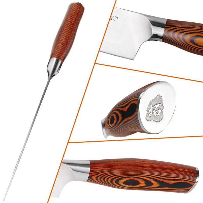 TUO سكين تقطيع TUO - فولاذ داماسكوس ياباني AUS-10 بــ 67 طبقة - سكين طباخ صيني للحوم والخضروات بمقبض باكاوود مريح - 7 بوصة - سلسلة نارية - Image 2